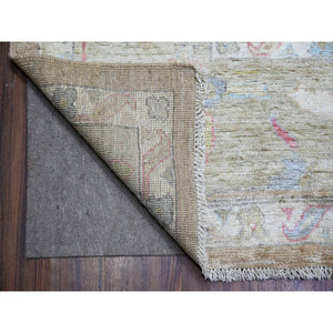 10'1"x13'9" Khaki Brown, Afghan Angora Oushak with Soft Colors Natural Dyes, Soft Wool Hand Knotted, Oriental Rug FWR440292