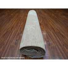 Load image into Gallery viewer, 10&#39;1&quot;x13&#39;9&quot; Khaki Brown, Afghan Angora Oushak with Soft Colors Natural Dyes, Soft Wool Hand Knotted, Oriental Rug FWR440292