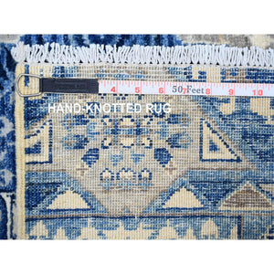 5'7"x9'2" Little Boy Blue, Dense Weave Vegetable Dyes, Soft Wool Hand Knotted, Finer Peshawar with Mamluk Design, Oriental Rug FWR440442