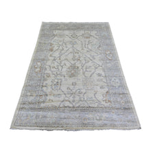 Load image into Gallery viewer, 4&#39;x6&#39;1&quot; Ivory, Hand Knotted Afghan Angora Oushak with All Over Design, Vegetable Dyes Organic Wool, Oriental Rug FWR440520