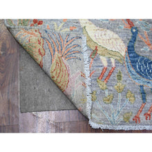 Load image into Gallery viewer, 4&#39;x6&#39;1&quot; Cloud Gray, Hand Knotted Afghan Peshawar with Birds of Paradise, Natural Dyes Pure Wool, Oriental Rug FWR440976