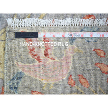 Load image into Gallery viewer, 4&#39;x6&#39;1&quot; Cloud Gray, Hand Knotted Afghan Peshawar with Birds of Paradise, Natural Dyes Pure Wool, Oriental Rug FWR440976