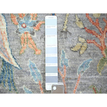 Load image into Gallery viewer, 4&#39;x6&#39; Cadet Gray, Natural Dyes Extra Soft Wool, Hand Knotted Afghan Peshawar with Birds of Paradise, Oriental Rug FWR440988