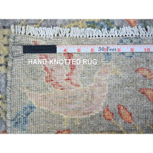 Load image into Gallery viewer, 4&#39;x6&#39; Cadet Gray, Natural Dyes Extra Soft Wool, Hand Knotted Afghan Peshawar with Birds of Paradise, Oriental Rug FWR440988