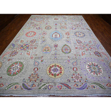 Load image into Gallery viewer, 10&#39;2&quot;x13&#39;10&quot; Tan Color, Finer Peshawar with Uzbek Suzani Design, Densely Woven Natural Dyes, Natural Wool Hand Knotted, Oriental Rug FWR441300