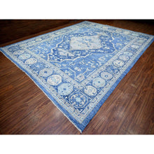 Load image into Gallery viewer, 11&#39;10&quot;x15&#39;1&quot; Steel Blue, Anatolian Village Inspired with Large Medallions Vegetable Dyes, 100% Wool Hand Knotted, Oversized Oriental Rug FWR442248