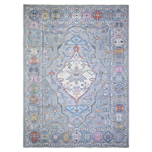 Load image into Gallery viewer, 10&#39;3&quot;x13&#39;7&quot; Cloud Gray, Anatolian Village Inspired with Large Medallion Vegetable Dyes, Pure Wool Hand Knotted, Oriental Rug FWR442422