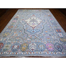 Load image into Gallery viewer, 10&#39;3&quot;x13&#39;7&quot; Cloud Gray, Anatolian Village Inspired with Large Medallion Vegetable Dyes, Pure Wool Hand Knotted, Oriental Rug FWR442422