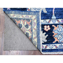 Load image into Gallery viewer, 6&#39;2&quot;x8&#39;10&quot; Sapphire Blue, Afghan Angora Oushak with Colorful Motifs Natural Dyes, Soft Wool Hand Knotted, Oriental Rug FWR442812