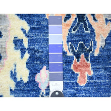 Load image into Gallery viewer, 6&#39;2&quot;x8&#39;10&quot; Sapphire Blue, Afghan Angora Oushak with Colorful Motifs Natural Dyes, Soft Wool Hand Knotted, Oriental Rug FWR442812