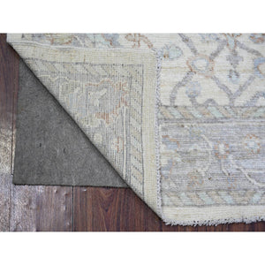 4'x6'1" Cream Color, Afghan Angora Oushak with All Over Vines Design Natural Dyes, 100% Wool Hand Knotted, Oriental Rug FWR443064