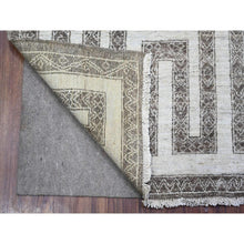 Load image into Gallery viewer, 4&#39;x5&#39;8&quot; Taupe Brown, Hand Knotted 100% Wool, Fine Peshawar with Intricate Geometric Motifs Maze Design Natural Dyes, Oriental Rug FWR445146