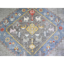 Load image into Gallery viewer, 10&#39;1&quot;x14&#39; Dark Gray, Finer Peshawar with large Medallion design, Natural Dyes, Pure Wool, Hand Knotted, Oriental Rug FWR445182