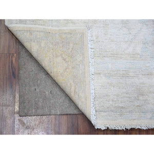 4'x5'9" White Wash Peshawar with Faded Design, Natural Dyes, Pure Wool, Hand Knotted, Oriental Rug FWR445230