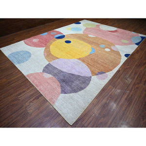 10'x13'9" Colorful, The Circles Design Vegetable Dyes, 100% Wool Hand Knotted, Oriental Rug FWR445728