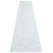 Load image into Gallery viewer, 2&#39;5&quot;x9&#39;6&quot; Delicate White, Vegetable Dyes, Washed Out Peshawar, Pure Wool, Hand Knotted, Runner Oriental Rug FWR447054