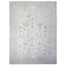 Load image into Gallery viewer, 12&#39;2&quot;x16&#39; Smoky White, Afghan Angora Oushak with All Over Floral Pattern, Hand Knotted, Natural Wool, Oversized Oriental Rug FWR448200