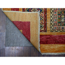 Load image into Gallery viewer, 4&#39;10&quot;x6&#39;3&quot; Ochre Brown, Vegetable Dyes, Natural Wool, Afghan Super Kazak with Geometrical Garden Design, Hand Knotted, Oriental Rug FWR449046