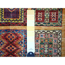 Load image into Gallery viewer, 4&#39;10&quot;x6&#39;3&quot; Ochre Brown, Vegetable Dyes, Natural Wool, Afghan Super Kazak with Geometrical Garden Design, Hand Knotted, Oriental Rug FWR449046