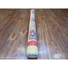 Load image into Gallery viewer, 4&#39;10&quot;x6&#39;3&quot; Ochre Brown, Vegetable Dyes, Natural Wool, Afghan Super Kazak with Geometrical Garden Design, Hand Knotted, Oriental Rug FWR449046