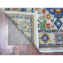 Load image into Gallery viewer, 4&#39;1&quot;x6&#39;2&quot; Platinum Gray, Afghan Vegetable Dyes Handspun Wool with Antique Shiraz Design, Geometric Medallion, Small Animal and Human Figurines, Hand Knotted, Oriental Rug FWR449124