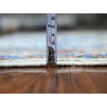 Load image into Gallery viewer, 4&#39;1&quot;x6&#39;2&quot; Platinum Gray, Afghan Vegetable Dyes Handspun Wool with Antique Shiraz Design, Geometric Medallion, Small Animal and Human Figurines, Hand Knotted, Oriental Rug FWR449124