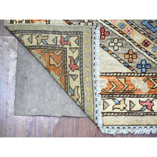 Load image into Gallery viewer, 4&#39;2&quot;x9&#39;9&quot; Cloud Gray, Hand Knotted, Vegetable Dyes, Afghan Ersari with Tribal Symbols, Pure Wool, Densely Woven, Wide Runner Oriental Rug FWR449142