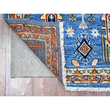 Load image into Gallery viewer, 3&#39;2&quot;x5&#39; Cornflower Blue, Densely Woven, Shiny Wool, Hand Knotted, Afghan Ersari with Geometric Gul Motifs, Vegetable Dyes, Oriental Rug FWR449172