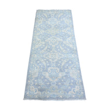 Load image into Gallery viewer, 2&#39;6&quot;x5&#39;8&quot; Blue Gray, Natural Dyes, Extra Soft Wool Hand Knotted, Finer Peshawar with All Over Pattern, Oriental Rug FWR449730