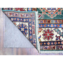 Load image into Gallery viewer, 6&#39;x8&#39;9&quot; Myrtle Green, 100% Wool, Vegetable Dyes, Afghan Super Kazak with All Over Medallions, Hand Knotted, Oriental Rug FWR449868