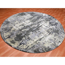 Load image into Gallery viewer, 10&#39;x10&#39; Charcoal Gray Abstract Design Wool and Silk Persian Knot Denser Weave Hand Knotted Oriental Round Rug FWR450528