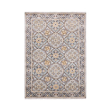 Load image into Gallery viewer, 4&#39;x6&#39;2&quot; Taupe-Brown Mughal Inspired Medallions Design Textured Wool and Silk Hand-Knotted Oriental Rug FWR450792