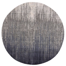 Load image into Gallery viewer, 9&#39;X9&#39;1&quot; Gray and Black Ombre Design Pure Wool Densely Woven Hand Knotted Modern Round Oriental Rug FWR450852