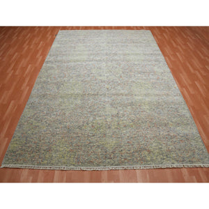 8'10"x12' Colorful, Modern Salt and Pepper Design, Vegetable Dyes Thick and Plush Washed Out, Soft Luxurious Wool Hand Knotted, Oriental Rug FWR451134