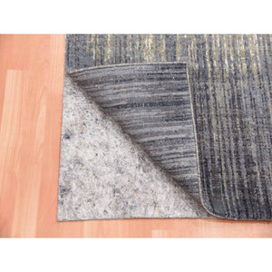 2'6"x6'4" Gainsboro Gray, Modern Ombre Design, Densely Woven, Hand Knotted, Extra Soft Wool, Runner Oriental Rug FWR451842