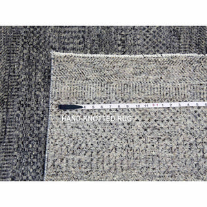 14'2"x14'2" Medium Gray, Natural Undyed Wool, Hand Knotted, Modern Grass Design, XL Square Oriental Rug FWR476712