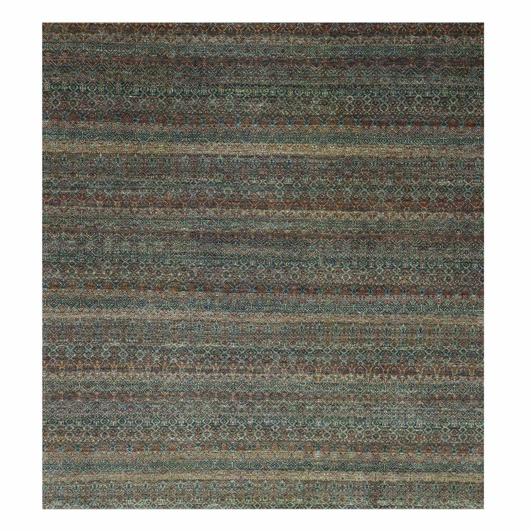 12'x12' Rust Brown, Kohinoor Herat Small Geometric Repetitive Design, 100% Plush Wool, Hand Knotted, XL Square Oriental Rug FWR476724