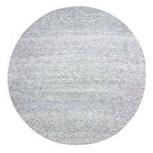 Load image into Gallery viewer, 11&#39;x11&#39; Bright Gray, Modern Grass Design, Tone on Tone, Undyed Natural Wool, Hand Knotted, Round Oriental Rug FWR477042