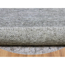 Load image into Gallery viewer, 11&#39;x11&#39; Storm Gray, Tone on Tone, Modern Grass Design, Organic Undyed Wool, Hand Knotted, Round Oriental Rug FWR477504