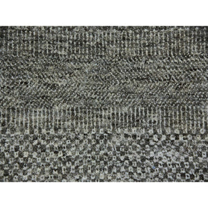 12'x12'2" Neutral Gray, Hand Knotted, Modern Grass Design, Natural Undyed Wool, Square Oriental Rug FWR477522