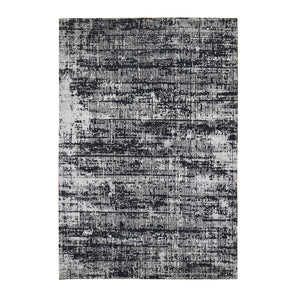 5'10"x9' Black and Silver, Modern, Wool and Plant Based Silk, Hand Loomed, Oriental Rug FWR480198