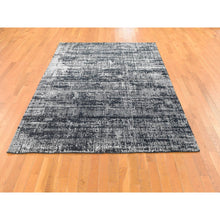 Load image into Gallery viewer, 5&#39;10&quot;x9&#39; Black and Silver, Modern, Wool and Plant Based Silk, Hand Loomed, Oriental Rug FWR480198