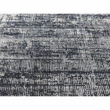 Load image into Gallery viewer, 5&#39;10&quot;x9&#39; Black and Silver, Modern, Wool and Plant Based Silk, Hand Loomed, Oriental Rug FWR480198