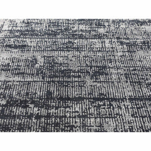 5'10"x9' Black and Silver, Modern, Wool and Plant Based Silk, Hand Loomed, Oriental Rug FWR480198