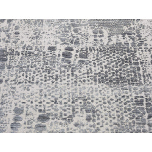 4'x6' Ivory, Modern Design, Hand Knotted Tone on Tone Plant Based Silk with Textured Wool, Oriental Rug FWR480462