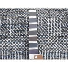 Load image into Gallery viewer, 2&#39;7&quot;x14&#39;1&quot; Charcoal Black, Modern Grass Design Gabbeh, Densely Woven ?Hand Knotted Wool and Silk, Runner Oriental Rug FWR480984