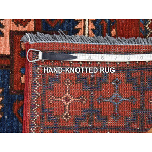 3'10"x5'10" Rust Red, Afghan Ersari with Elephant Feet Design, Hand Knotted Pure Wool, Oriental Rug FWR480990