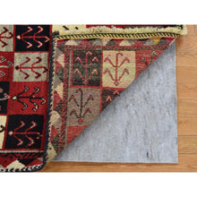 Load image into Gallery viewer, 3&#39;7&quot;x5&#39;7&quot; Deep Red, New Persian Gabbeh with Garden Checkers Design, Hand Knotted Pure Wool Oriental Rug FWR481680