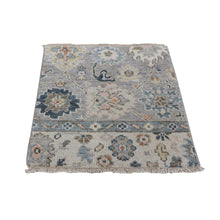 Load image into Gallery viewer, 3&#39;x3&#39; Light Gray, Hand Knotted Pure Wool, Oushak Design Sample Fragment, Square Oriental Rug FWR482052