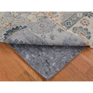 3'x3' Light Gray, Hand Knotted Pure Wool, Oushak Design Sample Fragment, Square Oriental Rug FWR482052